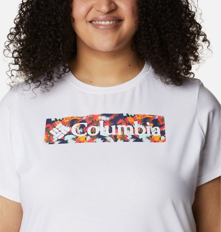 Women's Columbia Sun Trek Graphic T Shirts White | Plus Size CA-O86L5